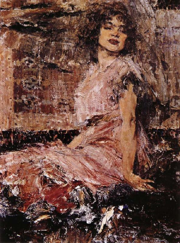 Nikolay Fechin Lady wear the pink Clothes china oil painting image